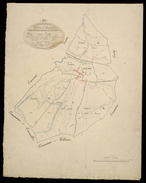 Plan du cadastre napoléonien - Fleury : tableau d'assemblage