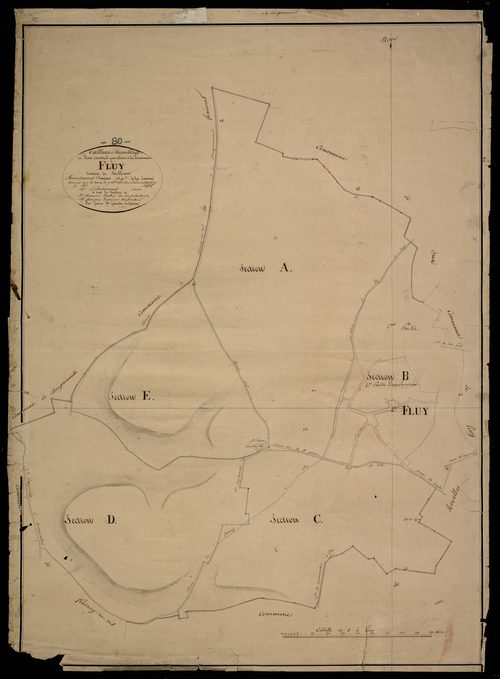 Plan du cadastre napoléonien - Fluy : tableau d'assemblage
