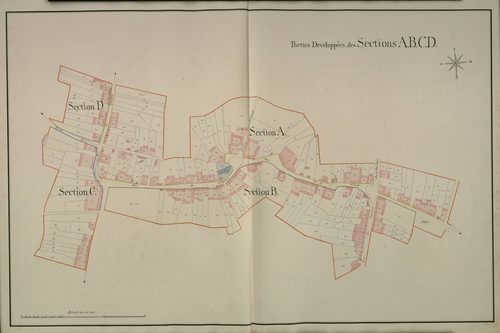 Plan du cadastre napoléonien - Folies (Follie) : A, B, C et D développées