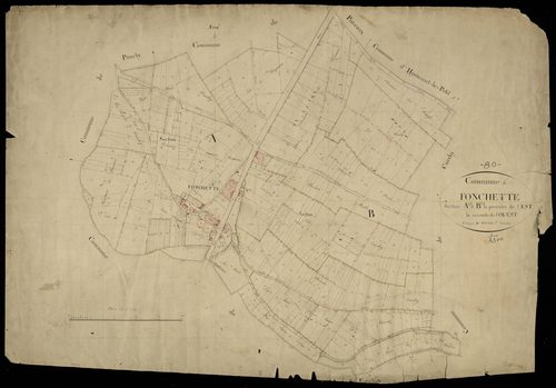 Plan du cadastre napoléonien - Fonches-Fonchette (Fonchette) : Est (L') ; Ouest (L'), A et B