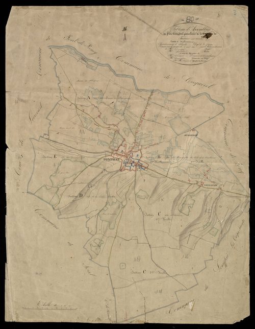 Plan du cadastre napoléonien - Fontaine-sur-Somme (Fontaine sur Somme) : tableau d'assemblage