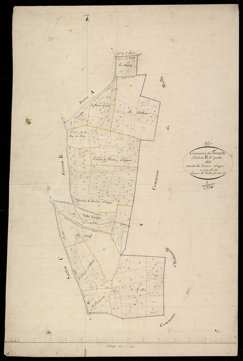 Plan du cadastre napoléonien - Forceville : Derrière les Jardins d'Aque, B2