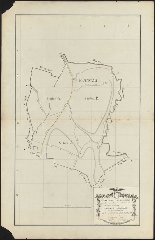Plan du cadastre napoléonien - Fouencamps : tableau d'assemblage (1809)