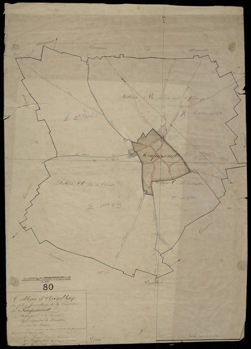 Plan du cadastre napoléonien - Fouquescourt : tableau d'assemblage