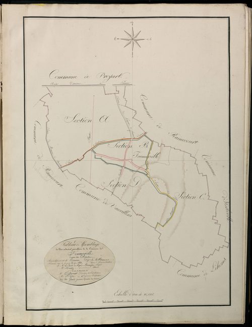 Plan du cadastre napoléonien - Atlas cantonal - Framerville-Rainecourt (Frameville) : tableau d'assemblage