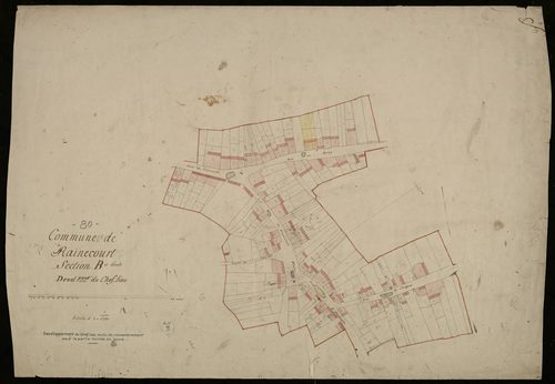 Plan du cadastre napoléonien - Framerville-Rainecourt (Rainecourt) : Chef-lieu (Le), développement de la section B
