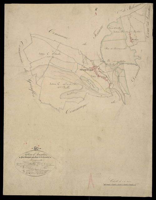 Plan du cadastre napoléonien - Franqueville : tableau d'assemblage