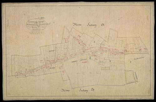 Plan du cadastre napoléonien - Fresnoy-Andainville : développement de A et B