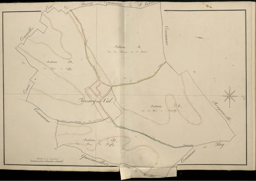 Plan du cadastre napoléonien - Atlas cantonal - Fresnoy-Au-Val (Fresnoy au Val) : tableau d'assemblage