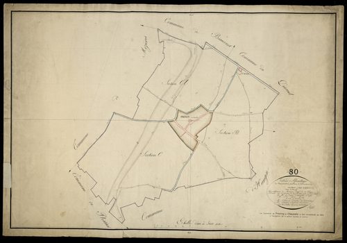 Plan du cadastre napoléonien - Fresnoy-en-Chaussée (Frenoy) : tableau d'assemblage