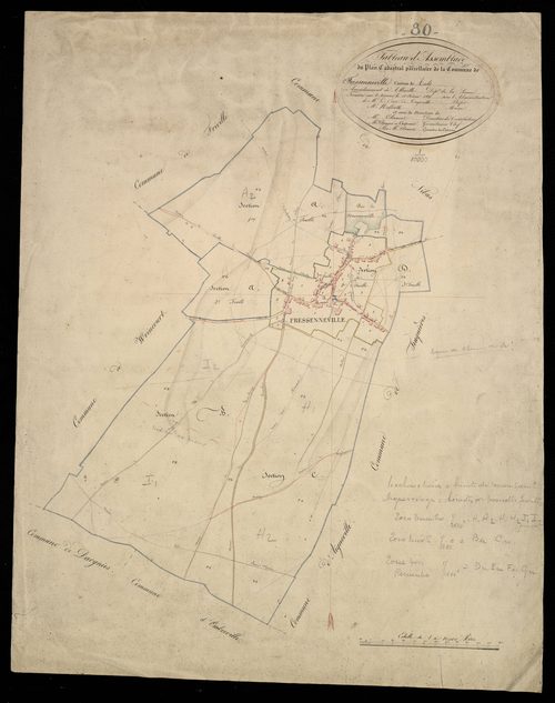 Plan du cadastre napoléonien - Fressenneville : tableau d'assemblage