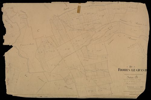 Plan du cadastre napoléonien - Frohen-sur-Authie (Frohen-le-Grand) : Bout de la Ville (Le), B