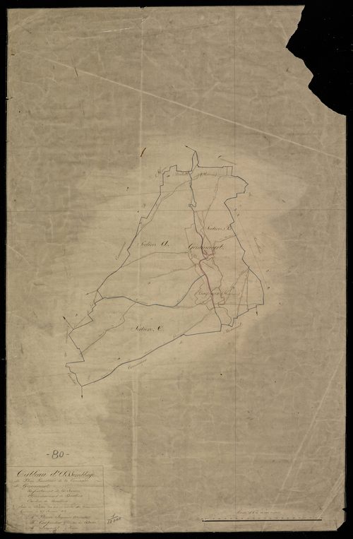 Plan du cadastre napoléonien - Gezaincourt : tableau d'assemblage