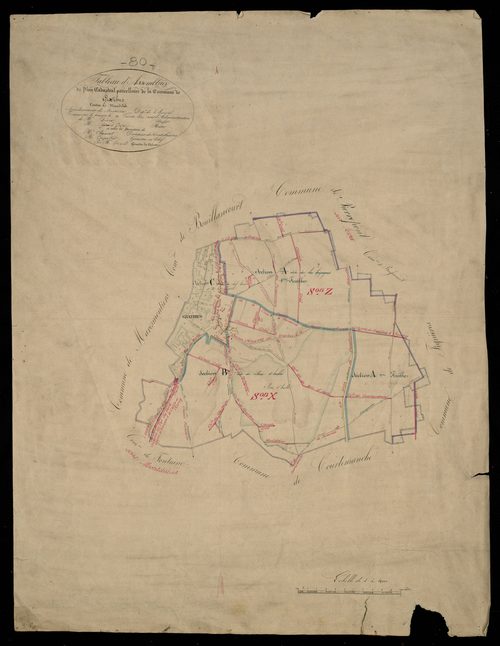 Plan du cadastre napoléonien - Gratibus : tableau d'assemblage