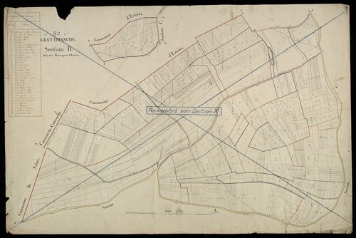 Plan du cadastre napoléonien - Grattepanche : Montagnes d'Estrées (Les), B