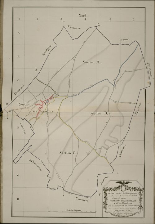Plan du cadastre napoléonien - Grattepanche : tableau d'assemblage