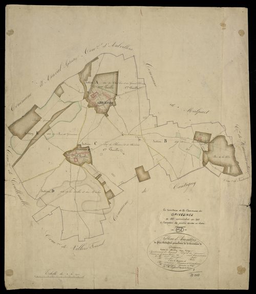 Plan du cadastre napoléonien - Grivesnes : tableau d'assemblage
