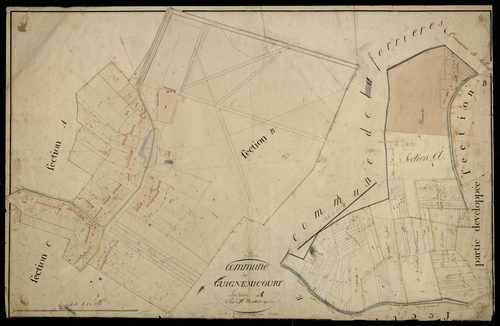 Plan du cadastre napoléonien - Guignemicourt : A et partie développée de A, B et C