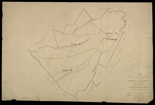Plan du cadastre napoléonien - Guyencourt-sur-Noye (Guyencourt) : tableau d'assemblage