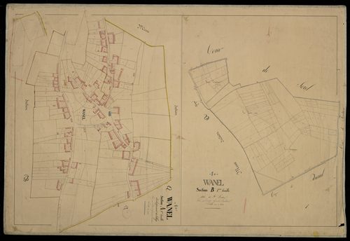 Plan du cadastre napoléonien - Hallencourt (Wanel) : Chef-lieu (Le) ; Saint Ladre, A1 (développemnt de A2) et B1