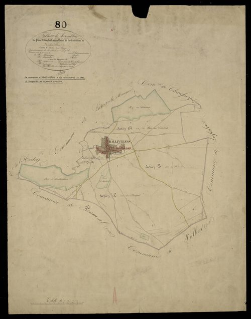 Plan du cadastre napoléonien - Hallivillers : tableau d'assemblage
