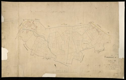 Plan du cadastre napoléonien - Ham : Ville (La) ; Hardines (Les), B2