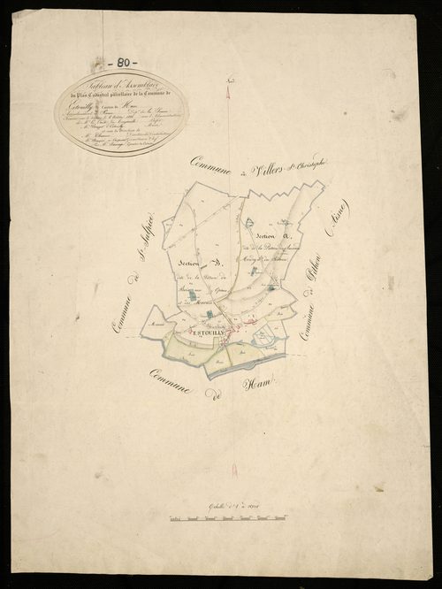Plan du cadastre napoléonien - Ham (Estouilly) : tableau d'assemblage