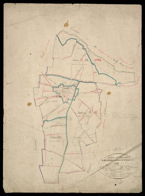 Plan du cadastre napoléonien - Hamel (Le) (Hamel) : tableau d'assemblage