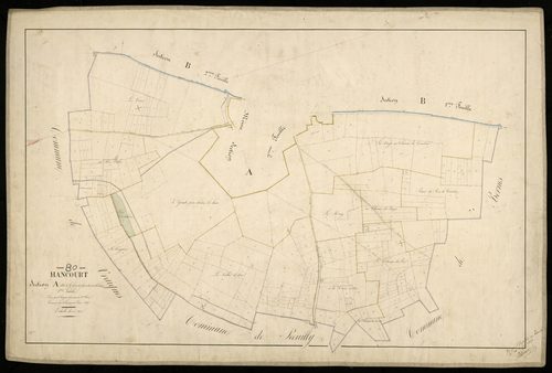 Plan du cadastre napoléonien - Hancourt : Grande pièce derrière les haies (La), A1
