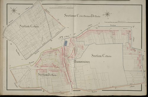 Plan du cadastre napoléonien - Harbonnieres : C1, D1 et C2