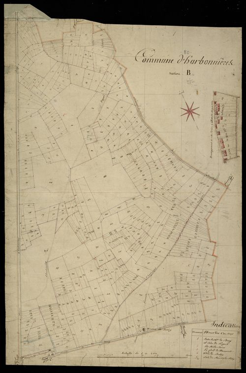 Plan du cadastre napoléonien - Harbonnieres : B et développement d'une partie de la section B
