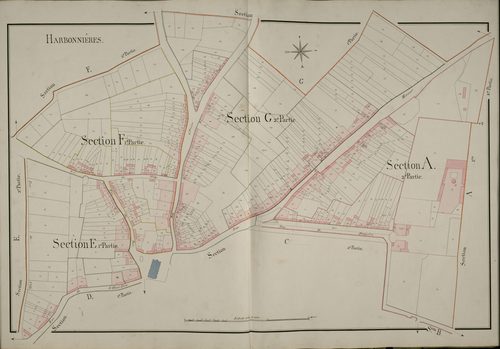 Plan du cadastre napoléonien - Harbonnieres : Harbonnières, F1, E1, G2 et A2