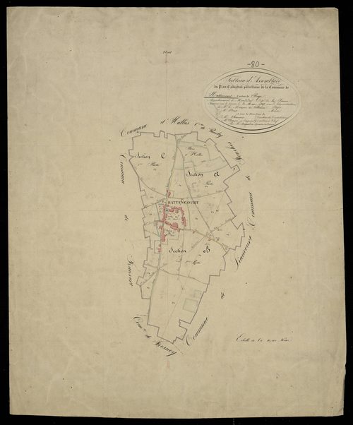 Plan du cadastre napoléonien - Hattencourt : tableau d'assemblage