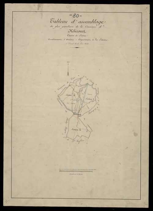 Plan du cadastre napoléonien - Hebecourt : tableau d'assemblage
