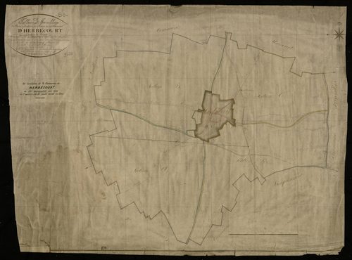 Plan du cadastre napoléonien - Herbecourt : tableau d'assemblage