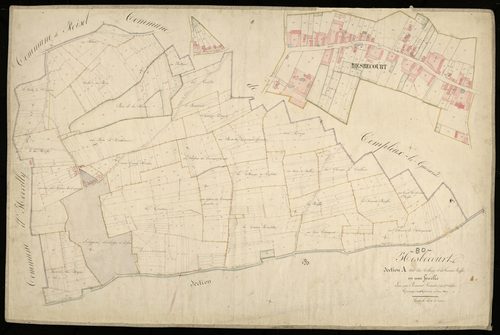Plan du cadastre napoléonien - Hesbecourt : Village (Le) ; Grands Bieffes (Les), A et partie développée de A