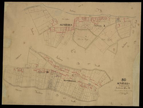 Plan du cadastre napoléonien - Hescamps (Agnières) : A et D2 développées
