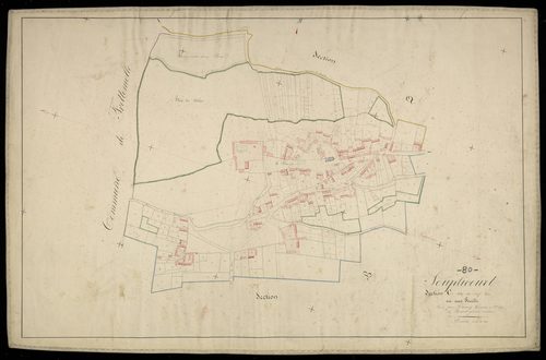 Plan du cadastre napoléonien - Hescamps (Souplicourt) : Chef-lieu (Le), C