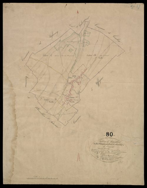 Plan du cadastre napoléonien - Hornoy-le-Bourg (Orival) : tableau d'assemblage