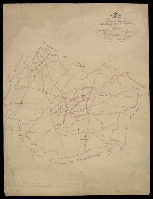 Plan du cadastre napoléonien - Huppy : tableau d'assemblage