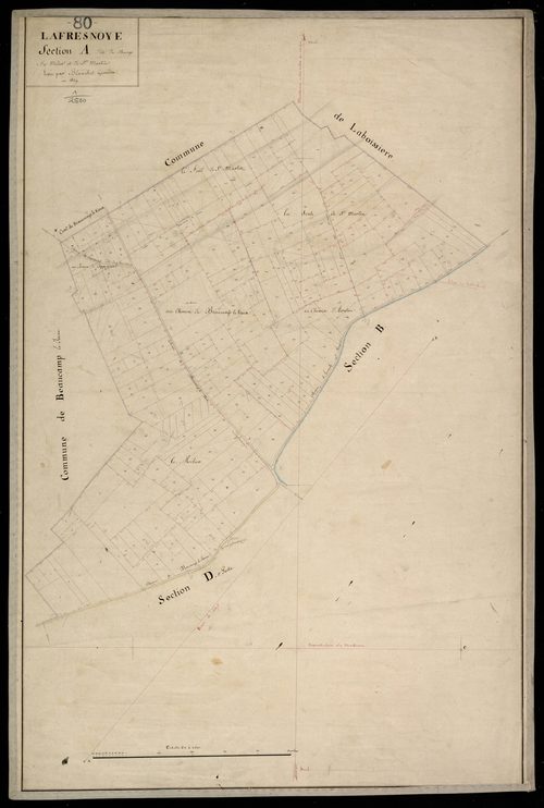 Plan du cadastre napoléonien - Lafresguimont-Saint-Martin (Lafresnoye) : Champ (Le) ; Meunier (Le) ; Saint-Martin, A