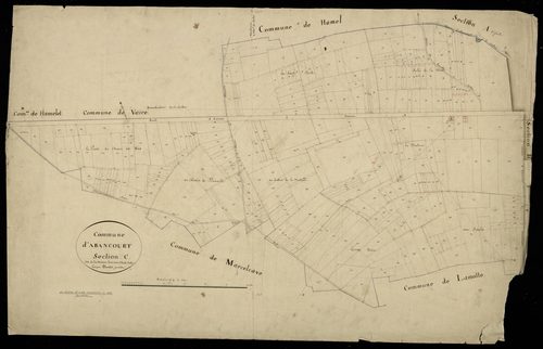 Plan du cadastre napoléonien - Lamotte-Warfusee (Abancourt) : Masure (La) ; Terre noire (La) ; Haute cloche (La), C