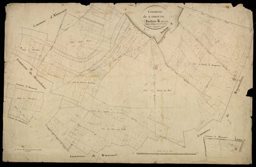 Plan du cadastre napoléonien - Lamotte-Warfusee (Lamotte) : Vallée Saint-Pierre (La) ; Chemin des Rois (Le), B
