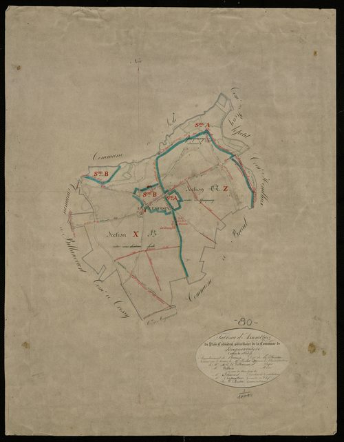 Plan du cadastre napoléonien - Languevoisin-Quiquery (Languevoisin) : tableau d'assemblage