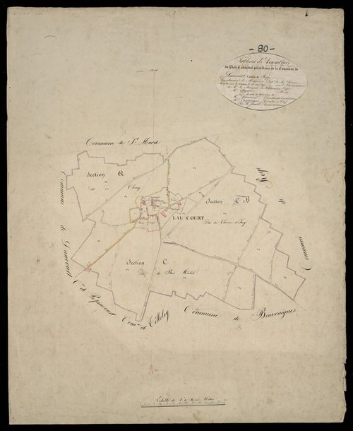 Plan du cadastre napoléonien - Laucourt : tableau d'assemblage