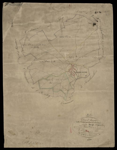 Plan du cadastre napoléonien - Lawarde-Mauger-L'hortoy (Lawarde) : tableau d'assemblage