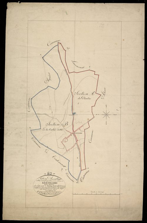 Plan du cadastre napoléonien - Lealvillers : tableau d'assemblage