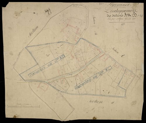 Plan du cadastre napoléonien - Ligescourt : A et B développées