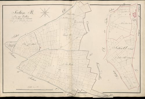 Plan du cadastre napoléonien - Atlas cantonal - Lihons : Fond d'Herleville (Le) ; Chemin de PéronneE (Le), A2 et B