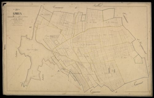 Plan du cadastre napoléonien - Limeux : Chef-lieu (Le) ; Motte (La), B1